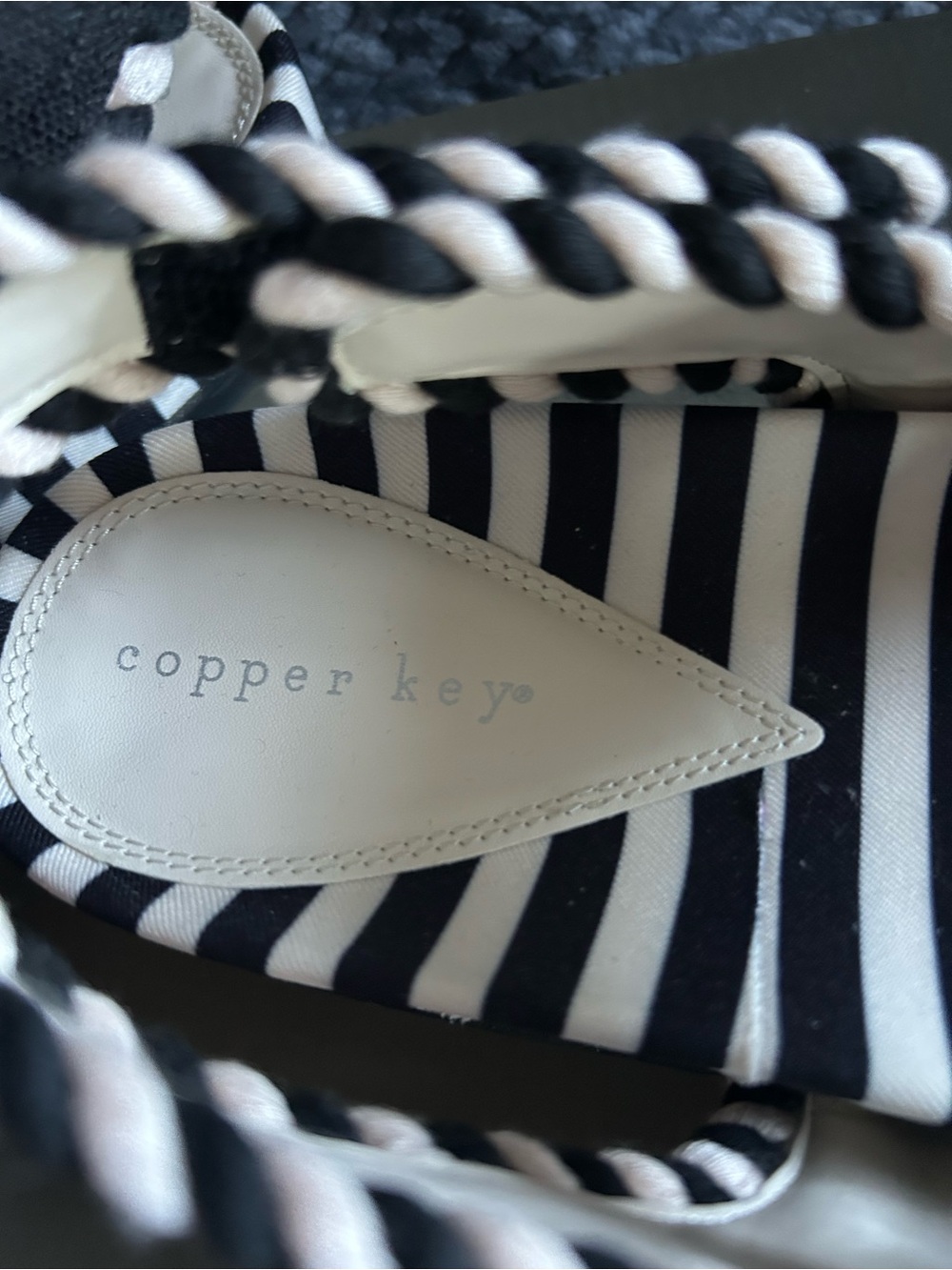 Copper Key Black and White Striped Espadrille Slip-Ons - Picture 3 of 4
